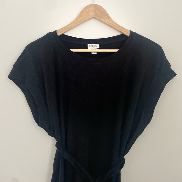 J.Crew Factory - Versatile Knit Tie-Waist Cotton Mini Dress Size L Black - Picture 5 of 10